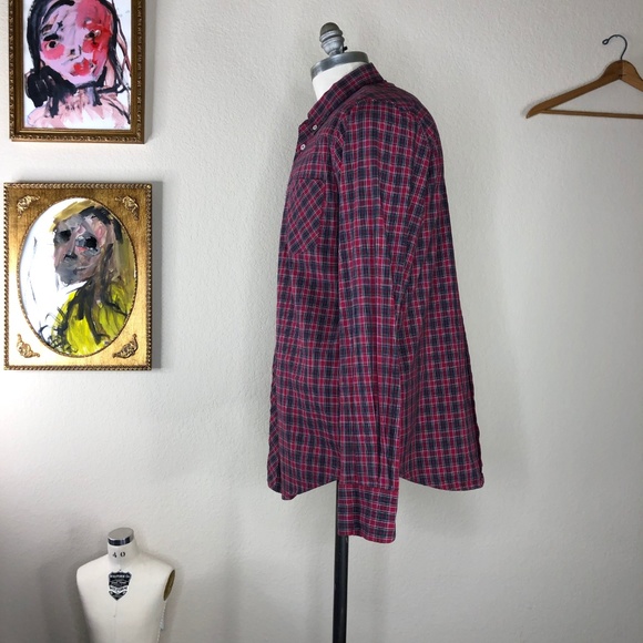 Ben Sherman Tartan Plaid Contrast Placket Button D - Picture 3 of 5